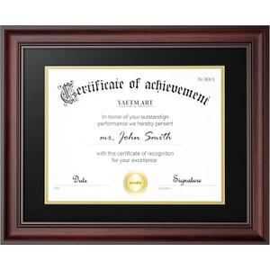 Yaetm 11x14 Diploma Frame, Certificate Frame with Tempered Glass, Display 8.5x11 Document with Black Over Gold Acid-free Mat or 11 x 14 without Mat, Wide Molding (Single, Mahogany) Yaetm 11x14 Diploma Frame, Certificate Frame with Tempered Glass, Display 8.5x11 Document with Black Over Gold Acid-free Mat or 11 x 14 without Mat, Wide Molding (Single, Mahogany)