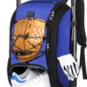 MATEIN Baseball Backpack, Softball Bat Bag with Shoes Compartment for Youth, Boys and Adult, Lightweight Baseball Bag with Fence Hook Hold TBall Bat, Batting Mitten, Helmet, Caps, Teeball Gear (29L, Blue)