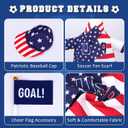 2 x 23” 4th of July Porch Goose Outfit, Sports Fan Porch Goose Outfits with Cap, Scarf and Flag, Patriotic Goose Clothes for Summer, Independence Day, Fans Football Party, Sports Season, Outdoor Lawn