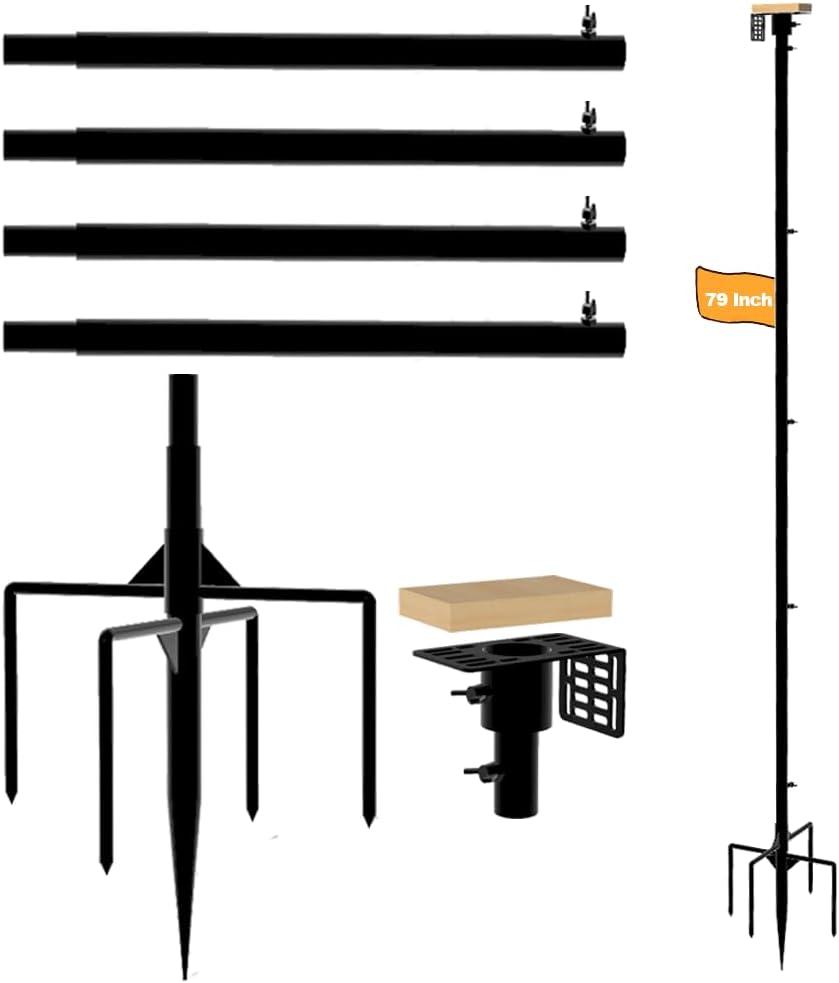 Smart Bird Feeder Pole,79 Inches Tall Bird House Poles for Outdoors,1-Inch Diameter Thickened Heavy-Duty Pole for Bird Feeder,Adjustable Bird Feeder Stand, Slip-Fit Connection