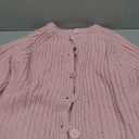 VDWIP Womens Cardigan Sweaters Button Down Chunky Knit Sweater Fall Loose Long Sleeve Cropped Cardigan(Pink-S)