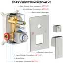 FPXRNG Shower Faucet Set Bathroom Square Rain Shower Head and Handle Set, Wall Mounted Shower Fixtures, Full Metal Trim Repair Kit 10 inch Brushed Nickel (With Shower Valve)