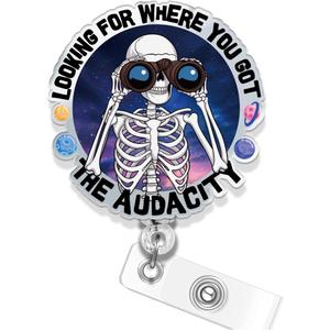 2 x Cute Nurse Badge Reels Retractable Funny Skeleton Radiology X-ray Tech Badge Reels Nursing Student Accessories ID Clip for Doctor Student Teacher Healthcare Medical CNA RN Gifts