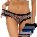 ADOVAKKER Women's Underwear Low Rise Lady Micro Smooth Breathable Briefs Hipster Panties Multipack Printing J-S1 (X-Large)