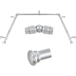 TONIAL Bay Window Curtain Rods, 36 to 72 Inch Center Rod for Windows, 20 to 36 Inch Side Rods for Window 3/4 Inch Decoratice Drapery Rods with Small Cap End, Silver (36-72"(3 sided))