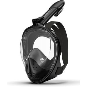 G2RISE Full Face Snorkel Mask Adults Snorkeling Set Gear for Kids with Detachable Camera Mount, Safe Breathing, Anti Fog Anti Leak (S/M, Black)