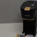 Single Serve One Cup Coffee Maker, for K Cups and Grounds, Mini Coffee Maker with Portable Handle, 6 to 12 Oz Brew Size, for Travel, Camping, Office, RV and Dorm, 120V, Black and Gold