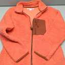 Amazon Essentials Women's Sherpa Long-Sleeve Mock Neck Full-Zip Jacket with Woven Trim, Brown Coral Pink Color Block, Medium