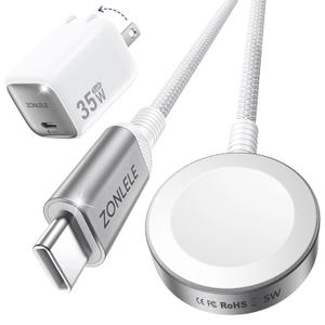 2026 5W Fast Charging for Apple Watch Charger, Upgraded USB C 35W Foldable Charger for iPhone iWatch, Magnetic Braided Charging Cable for Ultra 3/Ultra 2/Series 11/10/9/8/7/SE 2-3.3FT