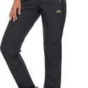 MAGCOMSEN Women's Fleece Lined Waterproof Insulated Snow Ski Pants Winter Warm Hiking Pants Outdoor Softshell (Black, XS)