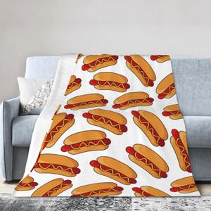 Hot Dog Food Throw Blanket Super Soft Warm Bed Blankets for Couch Bedroom Sofa Office Car, All Season Cozy Flannel Plush Blanket for Girls Boys Adults, 50"X40"