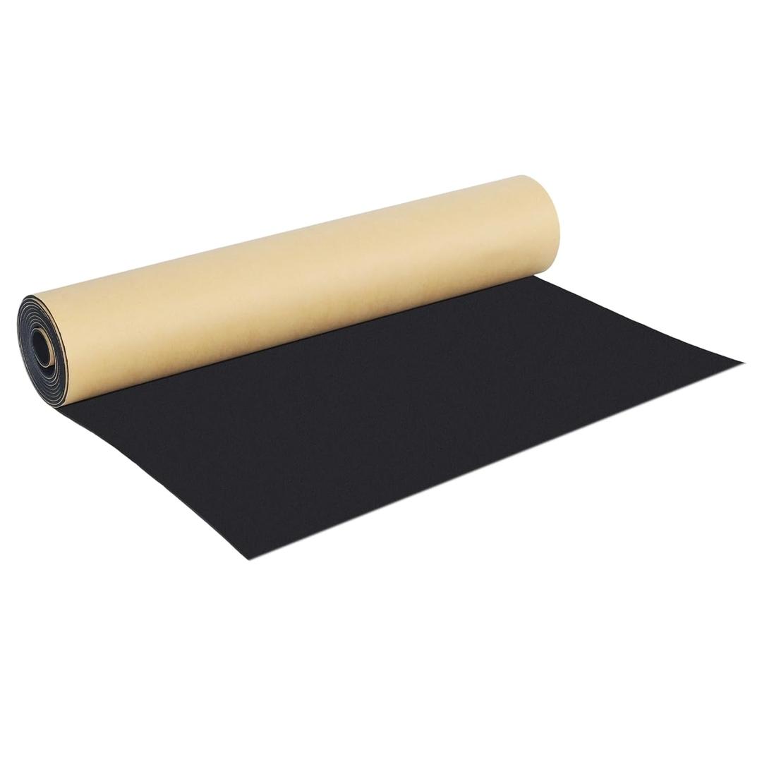 Closed Cell Neoprene Foam Rubber Sheet with Adhesive - 12 in x 59 in x 1/16 in Multi-Function Insulation, Soundproofing, and Weatherproof Foam Padding Easy Cut DIY, Black