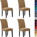 Howhic Stretch Chair Covers for Dining Room Set of 4, Removable Washable Dining Room Chair Covers, Dining Chair Slipcovers Seat Protector, Great Home Decor and Banquet Upholstery (Tan, 4 Pack)
