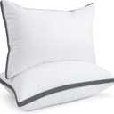 viewstar Bed Pillows Queen Sizes Set of 2, Hotel Quality Cooling Down Alternative Gusseted Pillows for Side, Back, or Stomach Sleepers, Dark Grey