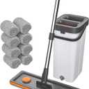 O-MART Mop & Bucket Set, Hands Free Flat Wet Dry Mop with Wringer, Separates Dirty & Clean Water, 360 Rotating, Microfiber Pads for Floor & Wall Cleaning(Mop and Bucket Set with 8 Pads)