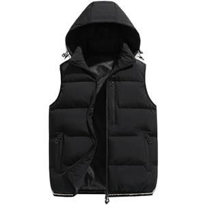 Men's Winter Puffer Vest Removable Hooded Quilted Padded Sleeveless Vest Casual Warm Zip Up Jacket Outerwear(Black, S)