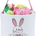 XinblueCo Baseball Basket Easter Baskets for Canvas Easter Egg Hunt Baskets (Pink Bunny)