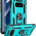 For Samsung Galaxy S10e Case with HD Screen Protectors, Military-Grade Metal Ring Holder Kickstand 15ft Drop Tested Shockproof Cover Case for Samsung Galaxy S10e (2019) Teal