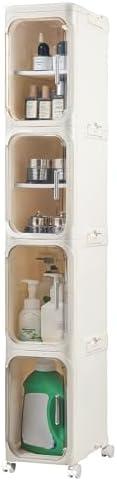Amazon.com: LXLXXL 4-Tier Narrow Storage Cabinet Slim Bathroom Storage Cabinet with Movable Wheels Tall Bathroom Organizer Skinny Cabinet for Small SpacesBeige : Home & Kitchen