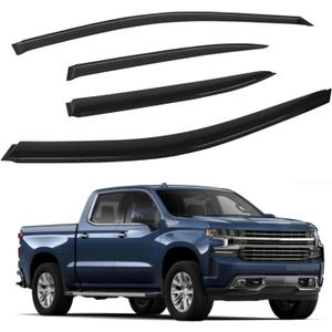4 PCS Window Visors Deflectors Fit for 2019-2025 Chevrolet Silverado/GMC Sierra 1500 Crew Cab, Rain Guards for 2020-2025 Silverado/Sierra 2500 HD & 3500 HD, 2022 Limited Model, Outside Mount