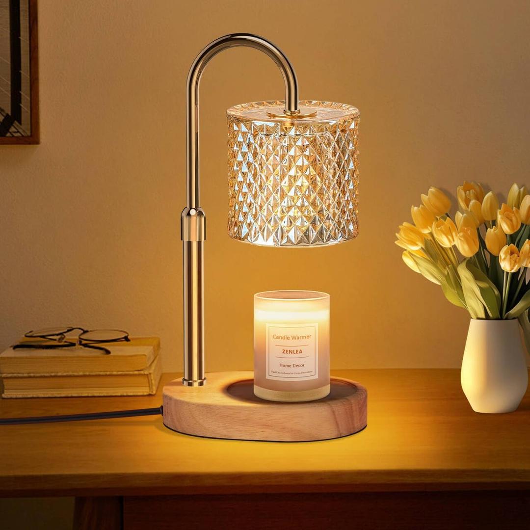 Candle Warmer Lamp with Timer, Candle Lamp with Dimmer, Wax Warmer Height Adjustable for Home Decor, Wax Melt Warmer for Scented Candles (Bronze)