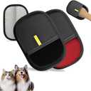 NEBALASTE 2Pcs Pet Hair Remover Gloves Brush for Dogs & Cats,Electrostatic Reusable Pet Hair Remover Tool for Laundry,Clothing,Couch,Carpet,Car Seat,Upgraded Animal Fur Removal Tool (Black-red)