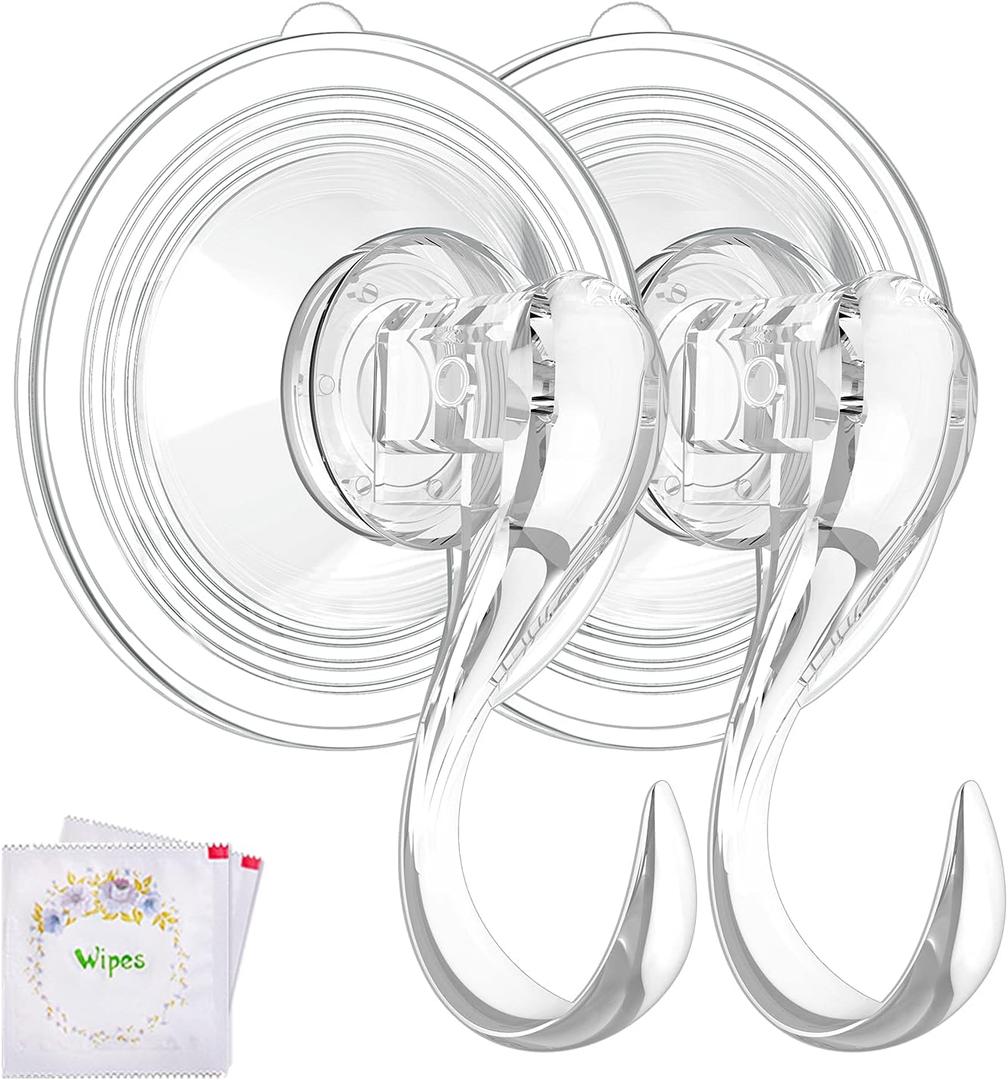 VIS'V Wreath Hanger, Large Suction Cup Wreath Hooks with Wipes, Heavy Duty, 22 LB Capacity, Removable and Reusable, Clear, 6 Pcs