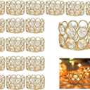 Pack of 20 Gold Crystal Tea Lamp Candlesticks Bowl Tealight Candle Holders Decoration Jewelry Votive Candles Table Centerpieces, Diwali Decorations for Home(20pcs, Gold)