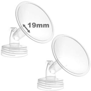 Nenesupply 19mm 2 pc Flanges Compatible with Spectra S2 S1 9 Plus Synergy Gold Breastpump Replacement to Spectra Pump Parts Flange Accessories Wide Mouth Work with Valve Backflow Protector Bottle