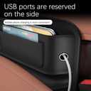 Premium Leather Car Seat Gap Filler Organizer Universal Center Console Organizer with Card Slots for Suv Truck (Black, 2 Pack) Car Seat Storage Box for Phone,Keys,Glasses,Card Car Interior Accessories
