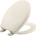 Mayfair Aurora Slow Close Toilet Seat, Easy Clean Hinges and Adjustable Perfect Fit Plastic Seat, Made in USA, Round, Biscuit