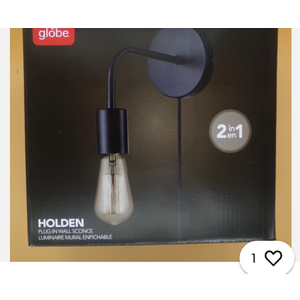 Globe Electric Holden 1-Light Matte Black Plug-In or Hardwire Wall Sconce
