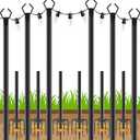 AHRLHR 6 Pack String Light Poles, Outdoor String Light Pole 10 ft Forked Metal Light Pole with Adjustable Outdoor Light Stand, Deck, Backyard, Garden, Wedding, Rustproof and Sturdy with Hooks.