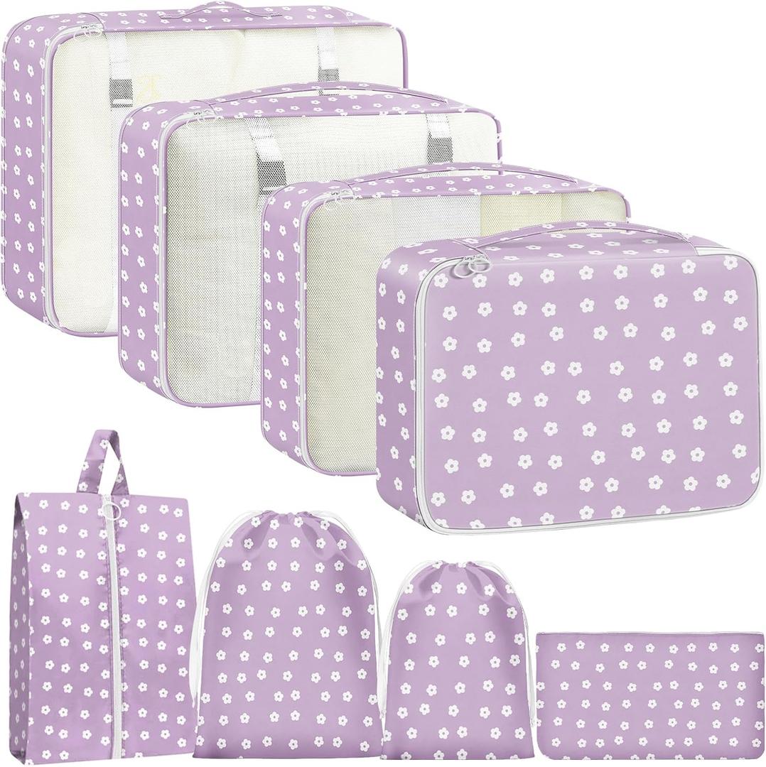 Packing Cubes for Travel - 8 Set Luggage Organizer Bags for Family, Mesh Breathable Packing Cubes for Suitcases Durable Travel Essentials Bags Set