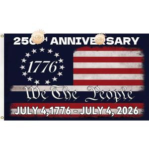 3x5Ft USA 250th Anniversary Patriotic Design,1776-2026 Birthday Banner Flag Patriotic Signs Hanging Decor With 2 Brass Grommets Outdoor Yard Decor (ll1)