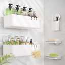 LUXEAR Shower Caddy 5 Pack Suction Cup Shower Organizer for Bathroom Storage Home & Kitchen, No Drilling Removable Plastic Shelf Organizer with Soap Dish& Toothbrush Holder Easy Install