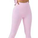 SUUKSESS Women 2 Piece Workout Sets Long Sleeve Twist Deep V Crop Padded Tops Yoga Leggings with Side Pockets (Pink, M)
