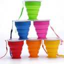 Silicone Collapsible Travel Water Cup, 6Pack Collapsible Silicone Cup with Lid, Expandable Drinking Cup Set, Reusable Mug for Camping, Hiking, Travel