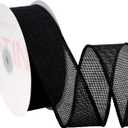 VATIN Black Burlap Wired Ribbon 1-1/2 inch X 10 Yards Fabric Craft Ribbon for Party Decorations,Big Bow,DIY Wreath Craft, Outdoor Decoration