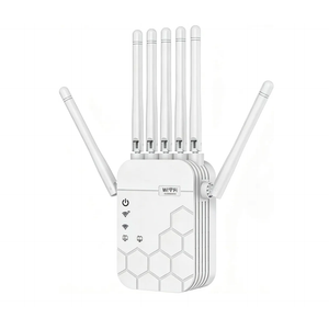 WiFi Extender AC1900 Dual Band – Long Range Signal Booster with 6 High-Gain Antennas, Covers 12,880 123456( black)