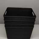 Curver Jute Large Decorative Plastic Organization and Storage Baskets, Perfect Bins for Home Office, Closet Shelves, Kitchen Pantry and All Bedroom Essentials, Pack of 4, Black
