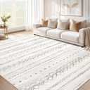 cotiled 8x10 Area Rug Living Room: Washable Boho Rugs with Non Slip Backing Large Soft Indoor Stain Resistant Carpet for Bedroom Farmhouse Dining Room Lightweight Home Decor Brown