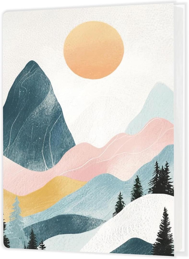 Boho Photo Album Holds 36 4x6 Photos, Abstract Retro Boho Sun Mountain Small Photo Album Memory Keepsake Gift for Family Graduation Anniversary Travel Vacation