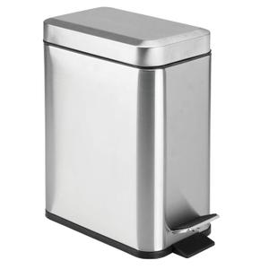 MDesign Rectangular Step-Open Wastebasket Trash Can - Brushed Stainless Steel (1.3 Gallon)