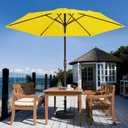 JEAREY 7.5FT Patio Umbrella Market Table Umbrella with 6 Sturdy Ribs, Push Button Tilt/Crank Outdoor Umbrella for Garden, Deck, Backyard, Pool and Beach,Yellow