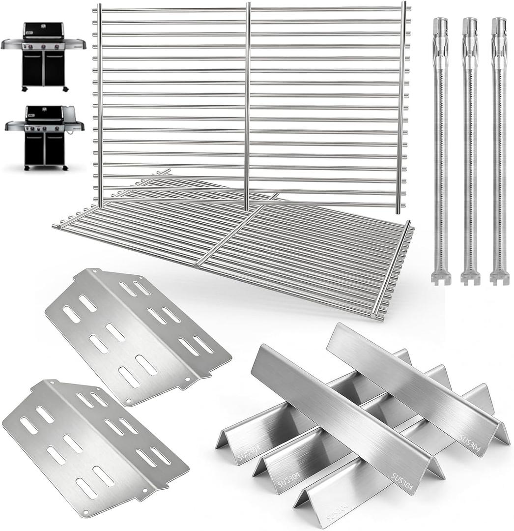 Grill Parts Kit for Weber Genesis 300 310 330 Genesis E330 E310 S310 S330 EP330 S320 E320 Grill Parts 17.5" Flavorizer Bars, Genesis 7528 Grates Heat Deflector Grill Parts Kit, 3Pcs 62752 Burner Tube