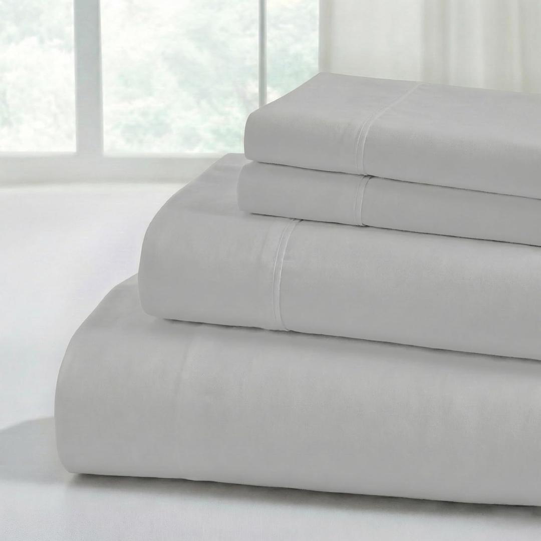 Modern Threads Soft Microfiber Solid Sheets - Luxurious Microfiber Bed Sheets - Includes Flat Sheet, Fitted Sheet with Deep Pockets, & Pillowcases Vapor Blue Full (02 Light Grey)