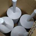 Amazon Basics Toilet Brush and Holder Set, Heavy-Duty Bristle Scrub Brushes with Non-Slip Handle, White, 4-Pack