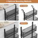 VyGrow Over The Door Organizer, Metal Door Organizer Hanging with 5 Adjustable Baskets and Coat Hook, Behind The Door Storage for Bedroom Closet Bathroom Pantry Cabinet Kitchen, Black