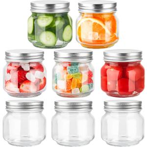 GUEQUITLEX Glass Mason Jars With Lids Genuine Preserve Jar 8oz, Canning Jars for Food Storage, Dry Food, Snacks, Candies, DIY Projects 8 Pack